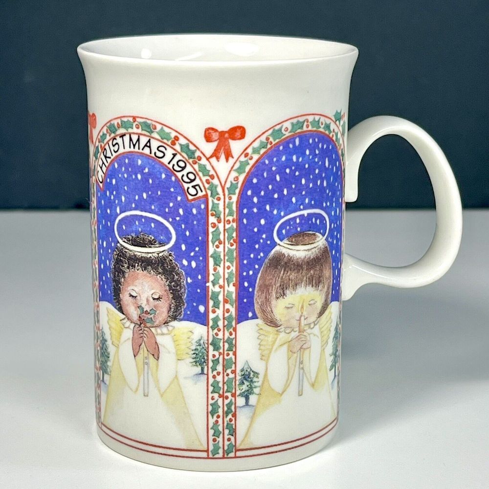 Dunoon Stoneware Christmas 1995 Mug Little Angels Around The World Design 10 oz.